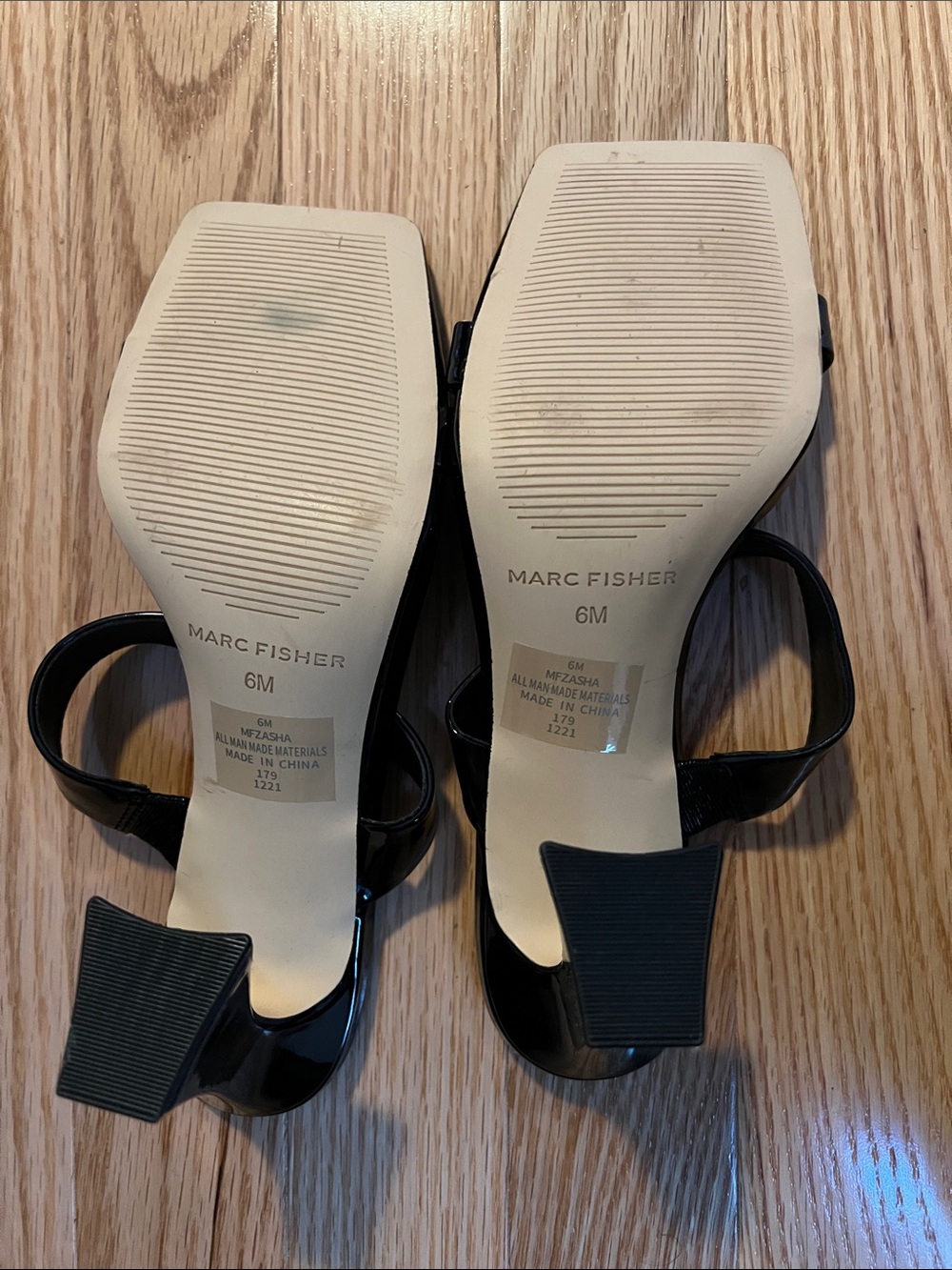 Marc Fisher Black Patent Double-Strap Square Toe Mules - Picture 4 of 4